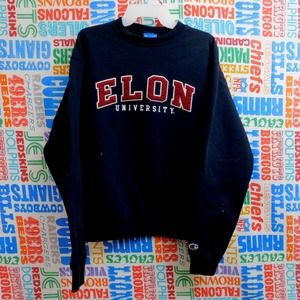 Champion Elon University Sweatshirt Size M Black Pullover Crewneck